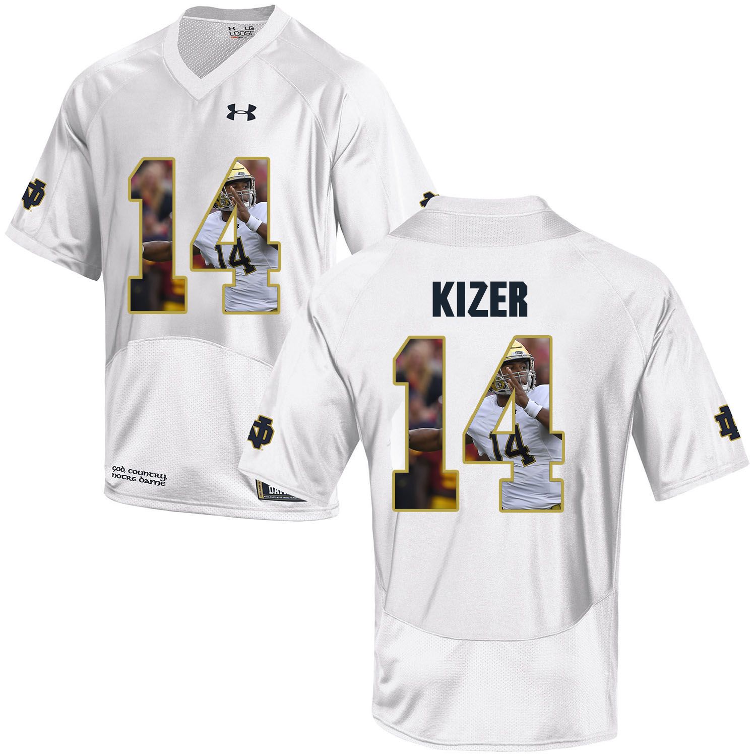 Men Norte Dame Fighting Irish #14 Kizer White Fashion Edition Customized NCAA Jerseys